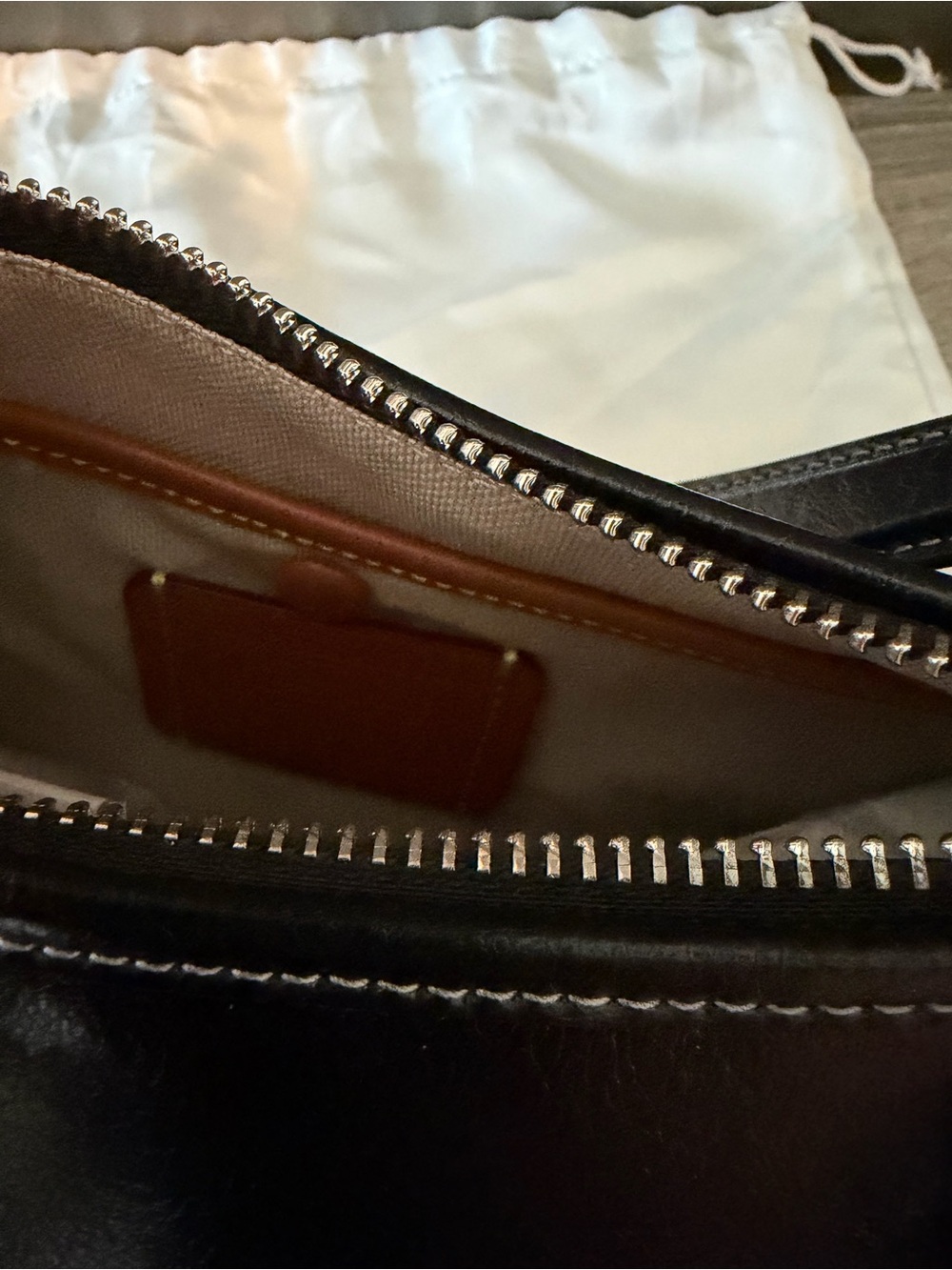 Coach Black Leather Shoulder Bag with Silver Chain - Picture 7 of 11